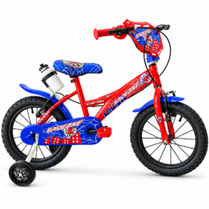 GFM BIKE Bicicletta bambini Spidebike 16 pollici Rosso con stabilizzatori | Da 4 a 6 anni, 105 - 120 cm