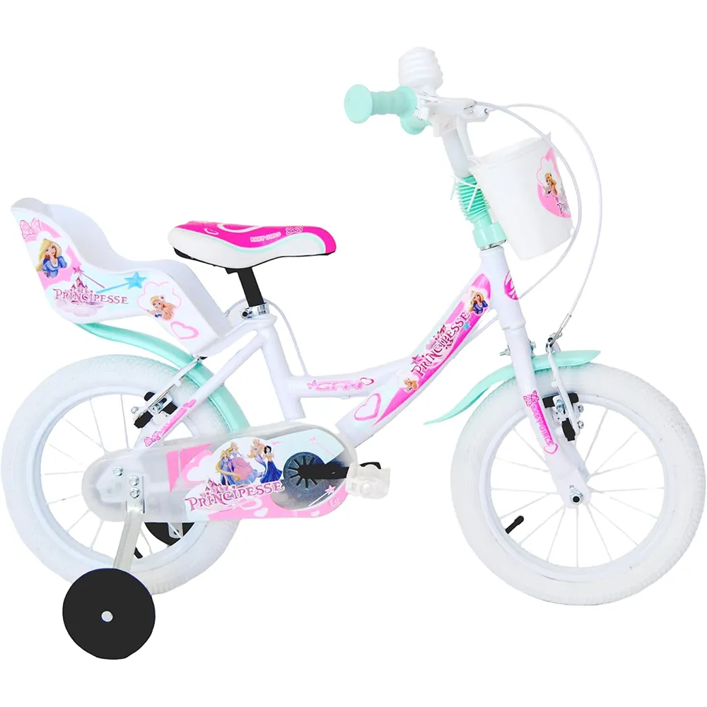Bicicletta bambina Principesse 16 pollici bianco con stabilizzatori da 6 a 4 anni 105 120 cm-1