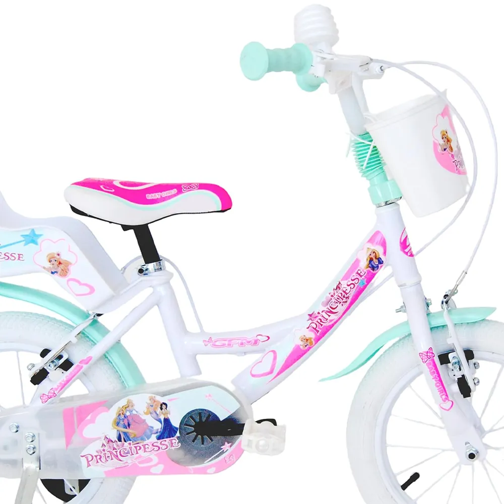 Bicicletta bambina Principesse 16 pollici bianco con stabilizzatori da 6 a 4 anni 105 120 cm-2