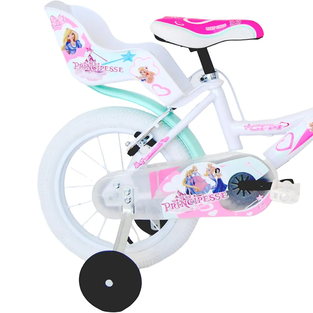 Bicicletta bambina Principesse 16 pollici bianco con stabilizzatori da 6 a 4 anni 105 120 cm-4