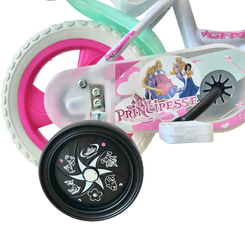 GFM BIKE Bicicletta bambina Principesse Bianca 12 con stabilizzatori da tre a 5 anni- 85-105cm-2