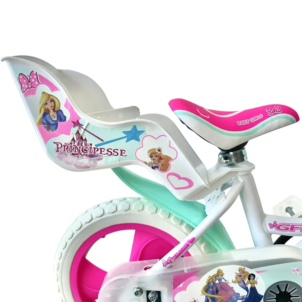 GFM BIKE Bicicletta bambina Principesse Bianca 12 con stabilizzatori da tre a 5 anni- 85-105cm-3