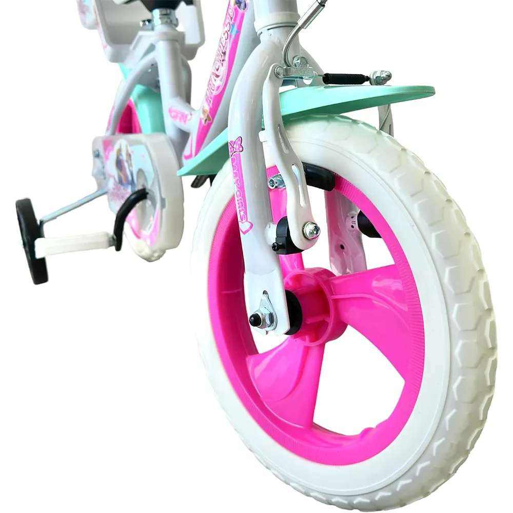 GFM BIKE Bicicletta bambina Principesse Bianca 12 con stabilizzatori da tre a 5 anni- 85-105cm-4