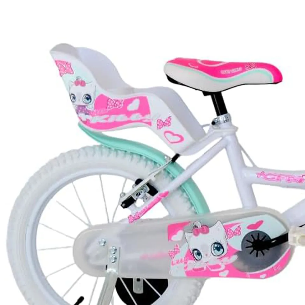 GFM BIKE Bicicletta bambini Kitty Bianco 14 pollici 3-5 anni Con stabilizzatori 95 – 100 cm-2