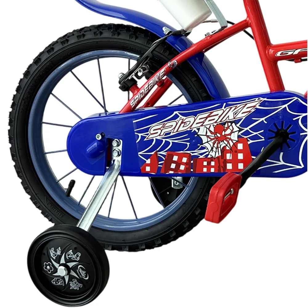 GFM BIKE Bicicletta bambini Spidebike 16 pollici Rosso con stabilizzatori da 4 a 6 anni 105-120cm-4