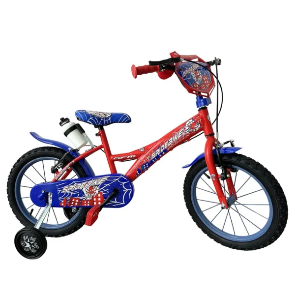 GFM BIKE Bicicletta bambini Spidebike 16 pollici Rosso con stabilizzatori | Da 4 a 7 anni, 105 – 120 cm