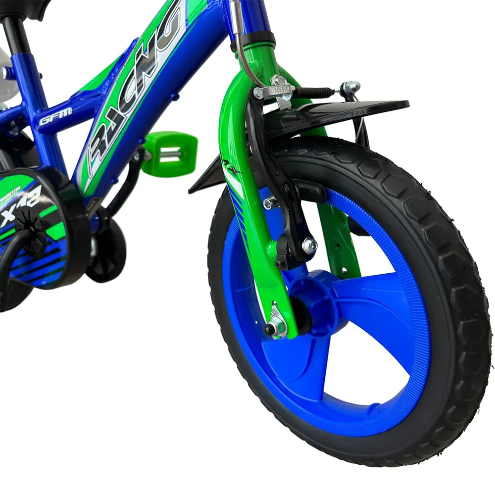 gfm bike bici racing bicicletta bambino 12 pollici blu con stabilizzatori 2-4 anni 85-100 cm-1