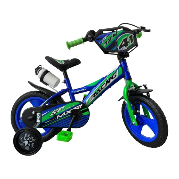 GFM BIKE Bici Racing Bicicletta Bambino 12 Pollici Blu | Con stabilizzatori 2-5 Anni 85-100 cm
