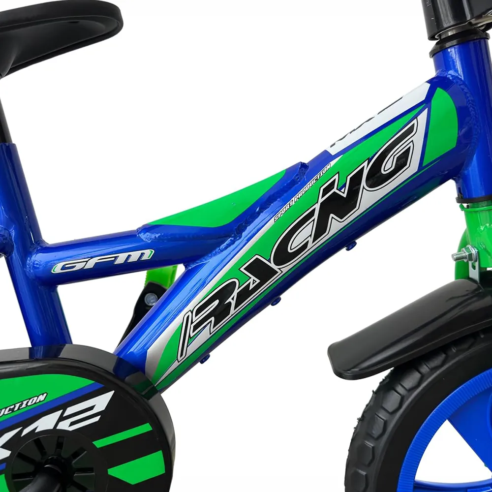 gfm bike bici racing bicicletta bambino 12 pollici blu con stabilizzatori 2-4 anni 85-100 cm-4