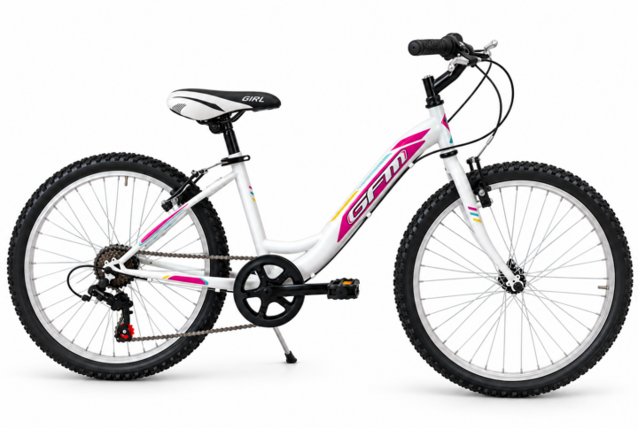 Bicicletta GFM BIKE Stark 24 pollici bianca e fucsia, vista laterale