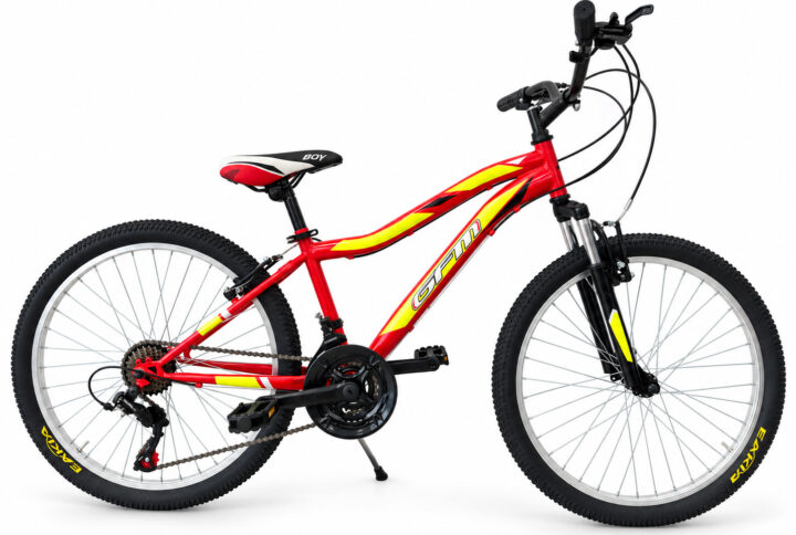 Bicicletta GFM BIKE Stark 24 pollici rosso e giallo, vista laterale