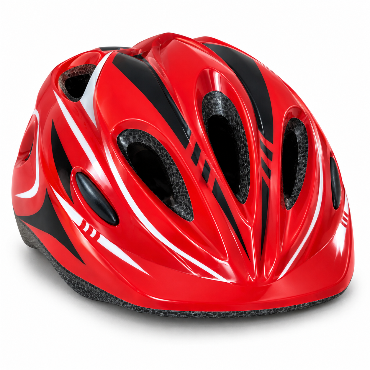 Casco da bici rosso, tre quarti