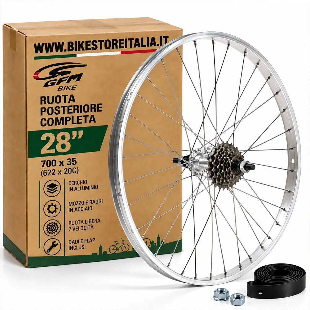 Ruota Posteriore Bici 28” 700C con Ruota Libera 7 Velocità
